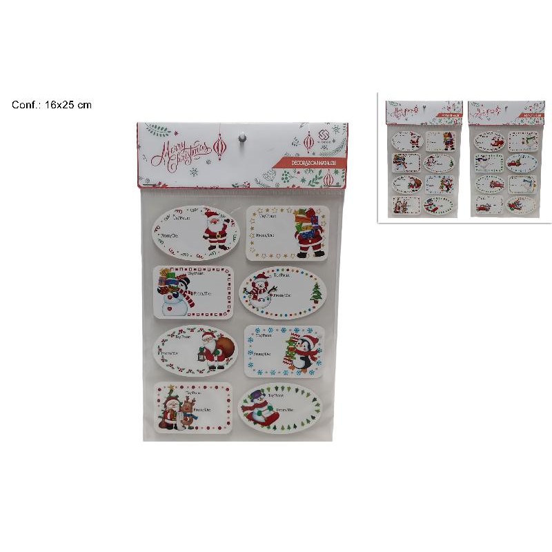 Stickers Chiudipacco Adesivi Natalizi da 16 Pezzi, modelli assortiti