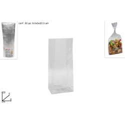 Sacchetti Alimentari Trasparenti con Fondo 6 x 20 x 5 cm - Set da 50 p