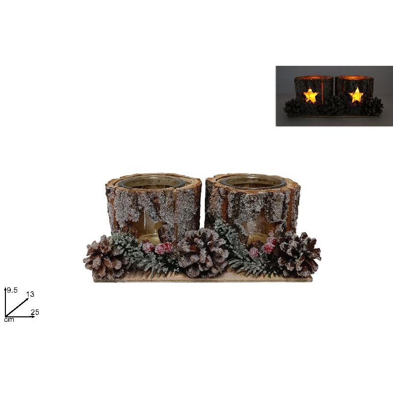 Portacandela 2 Posti Tronco