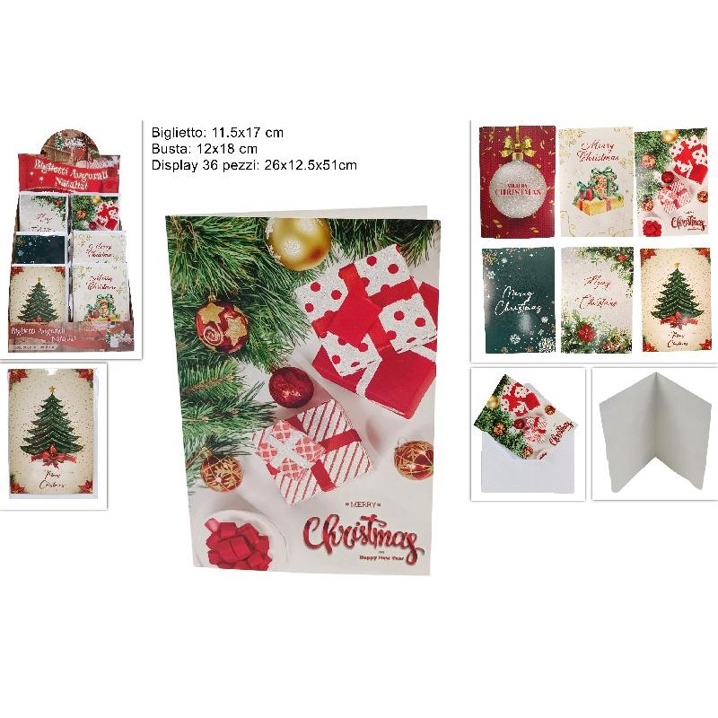 Biglietto Auguri Natalizio con Busta 11,5 x 17 cm, modelli assortiti, 1 pezzo