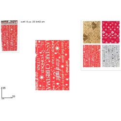 BUSTE REGALO NATALIZIE 20x35 CM 6 PZ, 4 MODELLI ASSORTITI