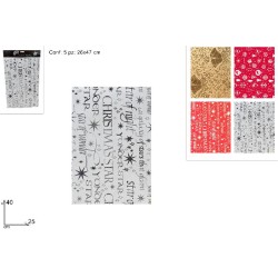 BUSTE REGALO NATALIZIE 25x40 CM 5 PZ, 4 MODELLI ASSORTITI