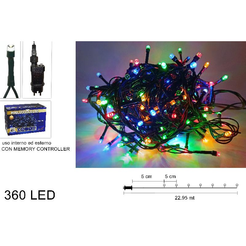 Minilucciole 360 LED in Scatola MULTICOLOR Uso Esterno