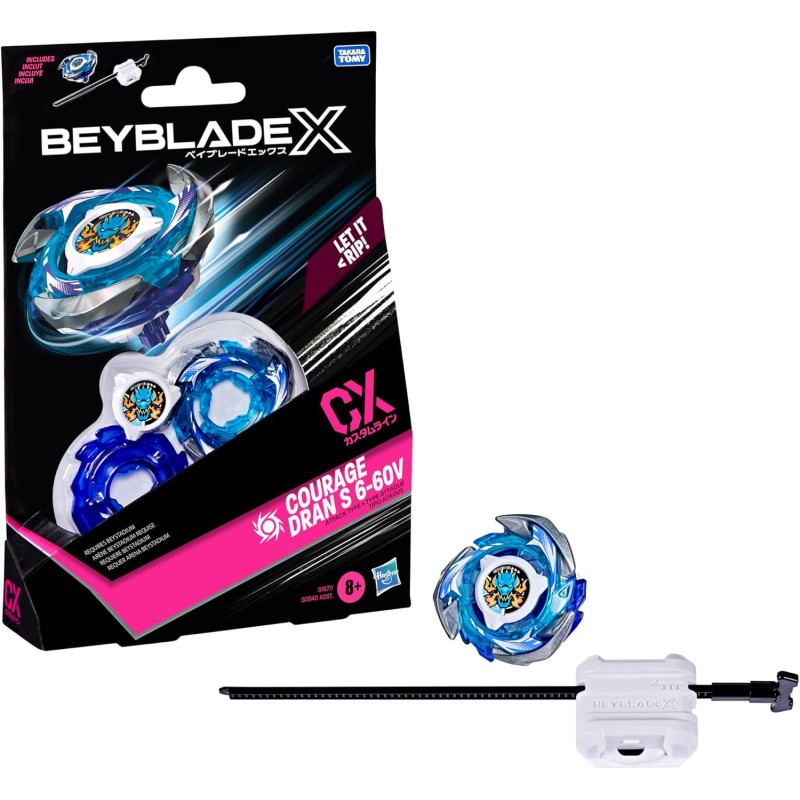 Hasbro - Beyblade X, Starter Pack, Courage Dran S 6-60V CX, trottola e Lanciatore