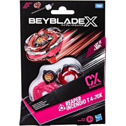 Hasbro Beyblade X, Starter Pack, Reaper Incendio T 4-70K CX, trottola e Lanciatore