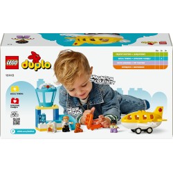 LEGO DUPLO 10443 La Prima Volta in Aeroporto - Gioco Educativo per la Motricità Fine con Aereo Giocattolo, 2 Figure e un Orsacc