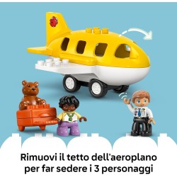 LEGO DUPLO 10443 La Prima Volta in Aeroporto - Gioco Educativo per la Motricità Fine con Aereo Giocattolo, 2 Figure e un Orsacc