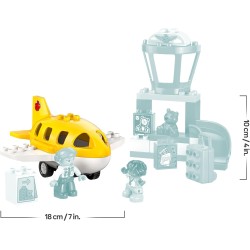 LEGO DUPLO 10443 La Prima Volta in Aeroporto - Gioco Educativo per la Motricità Fine con Aereo Giocattolo, 2 Figure e un Orsacc