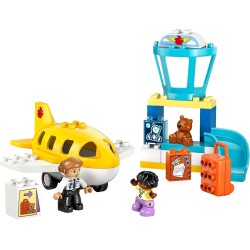 LEGO DUPLO 10443 La Prima Volta in Aeroporto - Gioco Educativo per la Motricità Fine con Aereo Giocattolo, 2 Figure e un Orsacc
