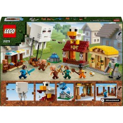 LEGO Minecraft 21273 Attacco al Villaggio del Ghast-Pallone - Giocattolo con Casa di Steve, 4 Minifigure, Golem di Ferro e Funz