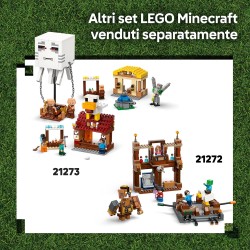 LEGO Minecraft 21273 Attacco al Villaggio del Ghast-Pallone - Giocattolo con Casa di Steve, 4 Minifigure, Golem di Ferro e Funz
