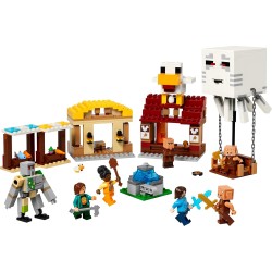 LEGO Minecraft 21273 Attacco al Villaggio del Ghast-Pallone - Giocattolo con Casa di Steve, 4 Minifigure, Golem di Ferro e Funz