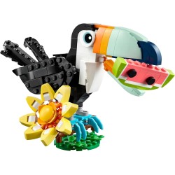LEGO Creator 31173 3 in 1 Animali Selvatici: Tucano Tropicale con Fiore - Animale Giocattolo Trasformabile in Farfalla o Pesce 