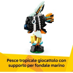 LEGO Creator 31173 3 in 1 Animali Selvatici: Tucano Tropicale con Fiore - Animale Giocattolo Trasformabile in Farfalla o Pesce 