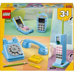 LEGO Creator 31174 3in1 Telefono Retrò con Disco di Selezione Rotante - Si Trasforma in un Modello Anni  80 o in 2 Telefoni Cel