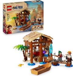 LEGO - ONE PIECE 75636 La Capanna del Villaggio Foosha Giocattolo con Barca, Minifigure di Luffy, Shanks e Makino, Accessori e 