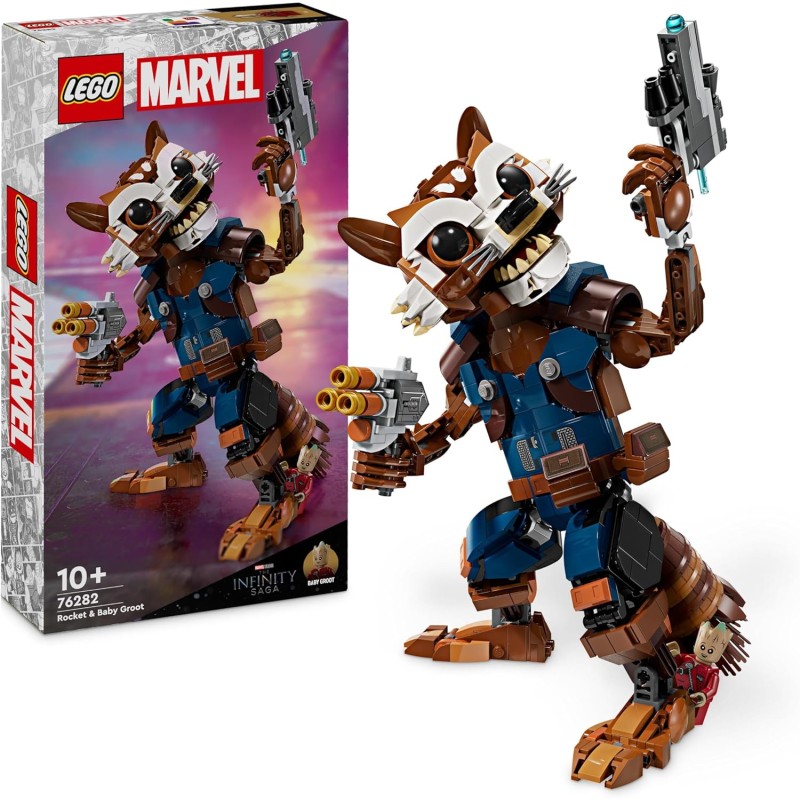 LEGO | Marvel 76282 Rocket e Baby Groot, Set con Action Figure Snodabile da Costruire e Minifigure del Supereroe, Giocattoli Gu