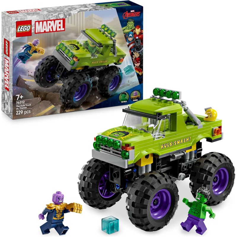 LEGO | Marvel 76312 Truck di Hulk Contro Thanos - Camion Giocattolo da Costruire per Supereroi con 2 Minifigure e Accessori com