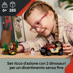 LEGO 76972 Jurassic World Fuga dal Raptor sul Fuoristrada - Include 2 figure di Dinosauro Giocattolo, una Macchina e 2 Minifigu