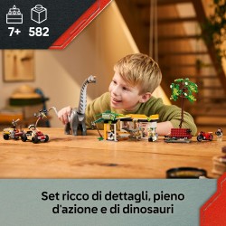 LEGO 76973 Jurassic World Alla Ricerca del Raptor e del Titanosauro - Con 2 Figure di Dinosauro Giocattolo, un Fuoristrada, una