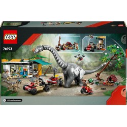 LEGO 76973 Jurassic World Alla Ricerca del Raptor e del Titanosauro - Con 2 Figure di Dinosauro Giocattolo, un Fuoristrada, una