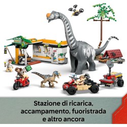 LEGO 76973 Jurassic World Alla Ricerca del Raptor e del Titanosauro - Con 2 Figure di Dinosauro Giocattolo, un Fuoristrada, una
