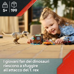 LEGO 76975 Jurassic World Fuga sul Fiume dal T. Rex - Giocattolo Interattivo con Dinosauro, una Barca, un Veicolo ATV e 2 Minif