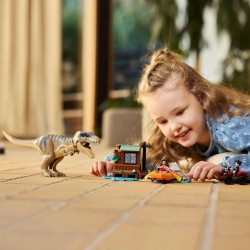 LEGO 76975 Jurassic World Fuga sul Fiume dal T. Rex - Giocattolo Interattivo con Dinosauro, una Barca, un Veicolo ATV e 2 Minif
