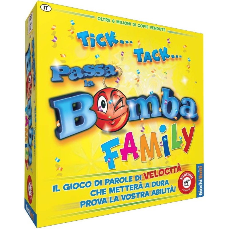 Giochi Uniti - Passa la Bomba Family, Gioco da tavolo, Edizione italiana, 3 - 8 giocatori GU639