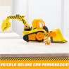 Rubble & Crew, Veicolo da lavoro Deluxe di Rubble, Bulldozer da cantiere con luci, suoni e personaggio, giocattoli per bambini