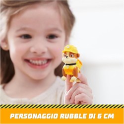 Rubble & Crew, Veicolo da lavoro Deluxe di Rubble, Bulldozer da cantiere con luci, suoni e personaggio, giocattoli per bambini