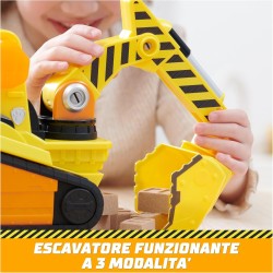 Rubble & Crew, Veicolo da lavoro Deluxe di Rubble, Bulldozer da cantiere con luci, suoni e personaggio, giocattoli per bambini