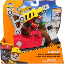Rubble & Crew, Mega Gru di Charger, Veicolo Giocattolo con Personaggio Charger e 2 Attrezzi Rimovibili, Giocattoli Paw Patrol p