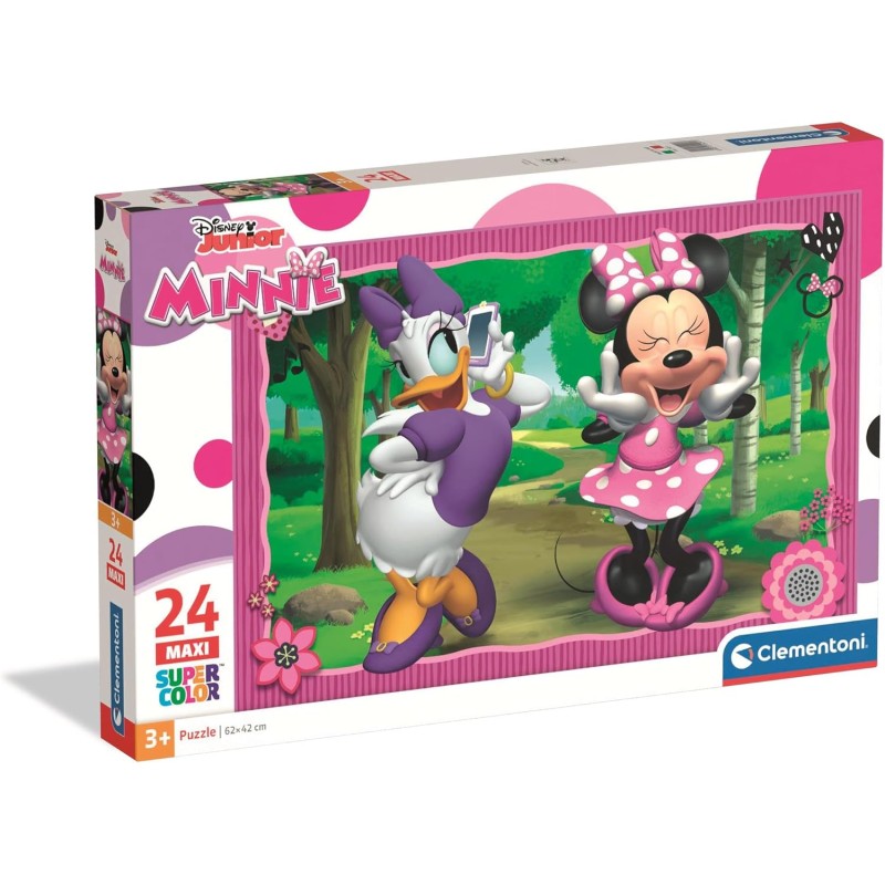 Clementoni - Puzzle per Bambini 24 Pezzi Supercolor, per Bambini 3+ Anni, Illustrazione Disney Minnie, Idea Regalo, Made in Ita