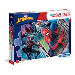 Clementoni- Spiderman Spider-Man Supercolor Puzzle, 24 Pezzi, 24497