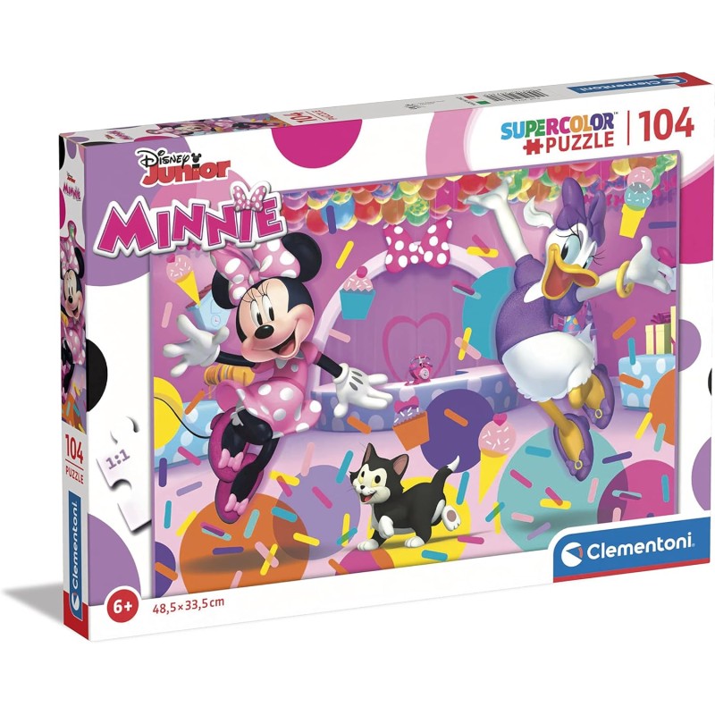 Clementoni - 25735 - Supercolor Puzzle - Disney Minnie - 104 pezzi - Made in Italy, puzzle bambini 6 anni, puzzle cartoni anima