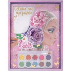 Depesche 11487 Topmodel Colour Me Up Paper, Carta per Acquerello con 10 Motivi da Colorare, Pennello e Acquerelli Inclusi