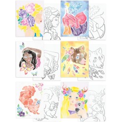 Depesche 11487 Topmodel Colour Me Up Paper, Carta per Acquerello con 10 Motivi da Colorare, Pennello e Acquerelli Inclusi