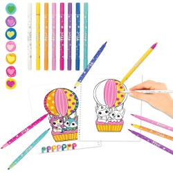 Depesche 12930 Ylvi - Set di Libri da colorare con 30 Pagine Doppie per Creare Motivi di Modelli, Inclusi 7 pennarelli a Punta 