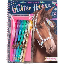 Depesche 12931 Miss Melody Crea i Tuoi Cavalli Glitterati - Libro da colorare con 30 Pagine per disegnare Motivi di Cavalli, in