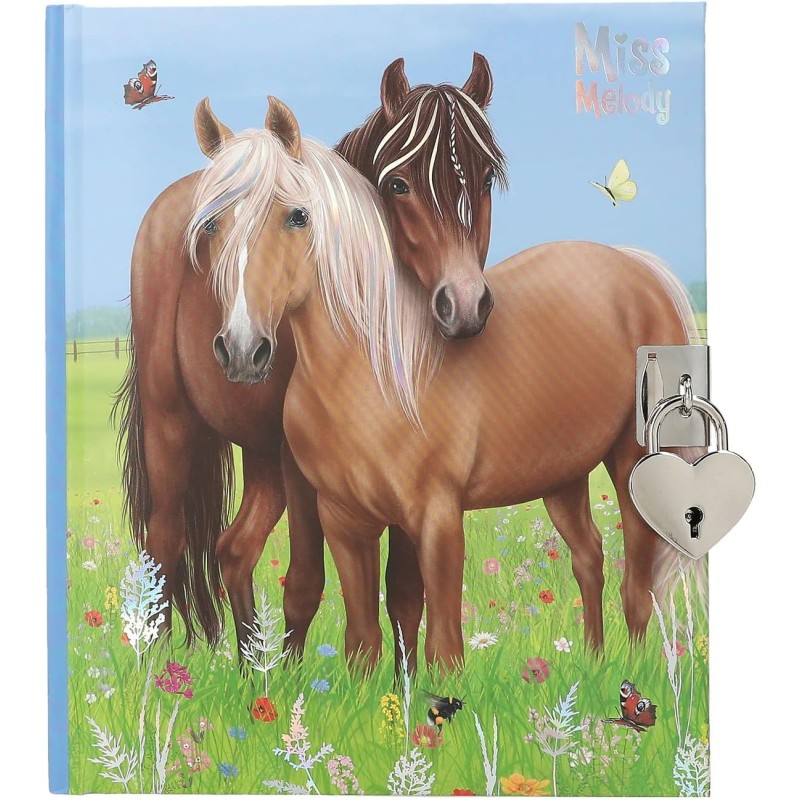 Depesche 12967 Miss Melody - Diario con Motivo di Cavalli e Chiusura a Cuore, Libro con 192 Pagine Foderate e splendidamente il