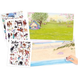 Depesche 13028 Miss Melody - Libro di Adesivi con 24 Pagine di Sfondo da disegnare da Soli, Inclusi 3 Adesivi a Doppia Pagina