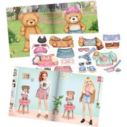 Depesche 13209 TOPModel Team Teddy - Libro di adesivi con 20 pagine di sfondo illustrate da disegnare da soli, inclusi 3 adesiv