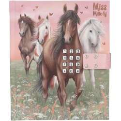Depesche 13236 Miss Melody - Diario con codice numerico e Suono, Libro in Rosa e Verde, con Motivo a Cavallo e 80 Pagine a Righ