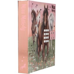 Depesche 13236 Miss Melody - Diario con codice numerico e Suono, Libro in Rosa e Verde, con Motivo a Cavallo e 80 Pagine a Righ