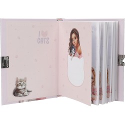 Depesche 13569 TOPModel Kitty And Doggy - Diario con Chiusura a Cuore e Chiave, Libro in Viola, con Motivo a Modello, Motivo a 