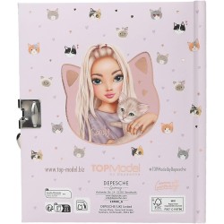Depesche 13569 TOPModel Kitty And Doggy - Diario con Chiusura a Cuore e Chiave, Libro in Viola, con Motivo a Modello, Motivo a 