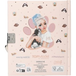 Depesche 13570 TOPModel Kitty And Doggy - Diario con Chiusura a Cuore e Chiave, Libro in Rosa, con Motivo a Modella, Motivo a C