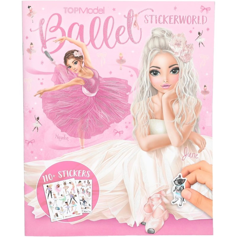 Depesche 13610 TOPModel Stickerworld Ballet - Libro di Adesivi con 20 Pagine di Sfondo da incollare, Incluse 3 Pagine Doppie di