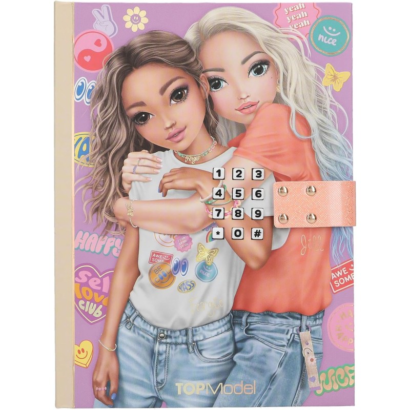 Depesche 13621 TOPModel Girl Power - Diario con codice numerico e sonoro, Libro in Rosa, con Motivo Modello e 192 Pagine a Righ